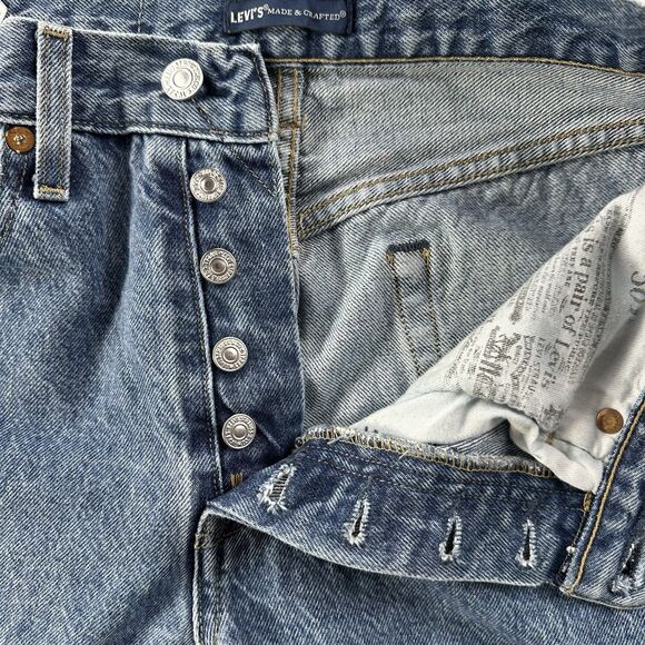 Levis 501 Jeans Womens 28 Medium Wash Made & Crafted Selvedge Denim Button Fly - Picture 10 of 16